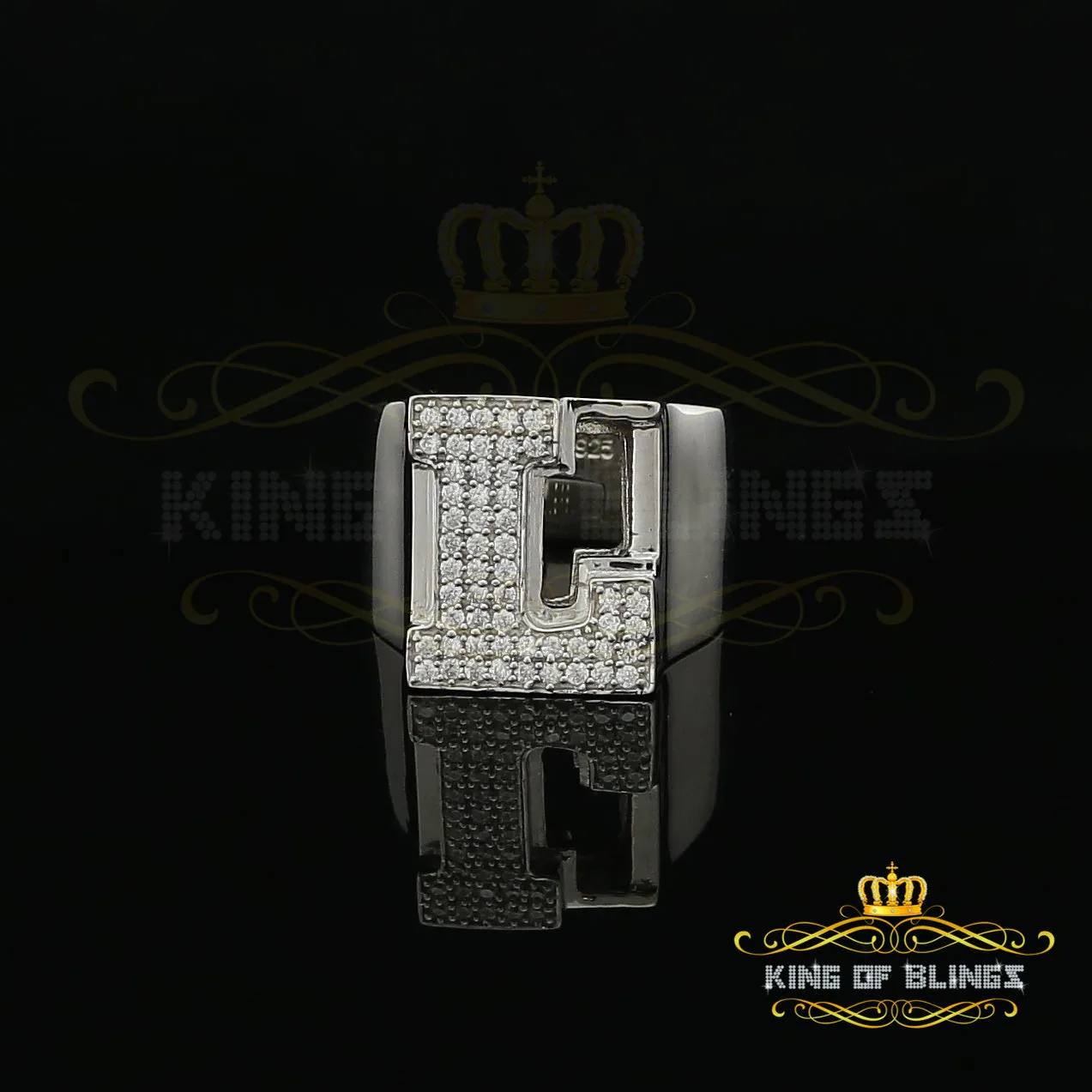 Cubic Zirconia 925 Sterling White Silver Alphabets A to Z Women's Ring Size 8