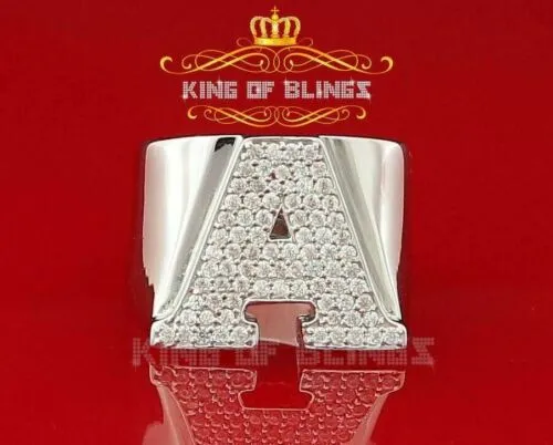 Cubic Zirconia 925 Sterling White Silver Alphabets A to Z Women's Ring Size 8