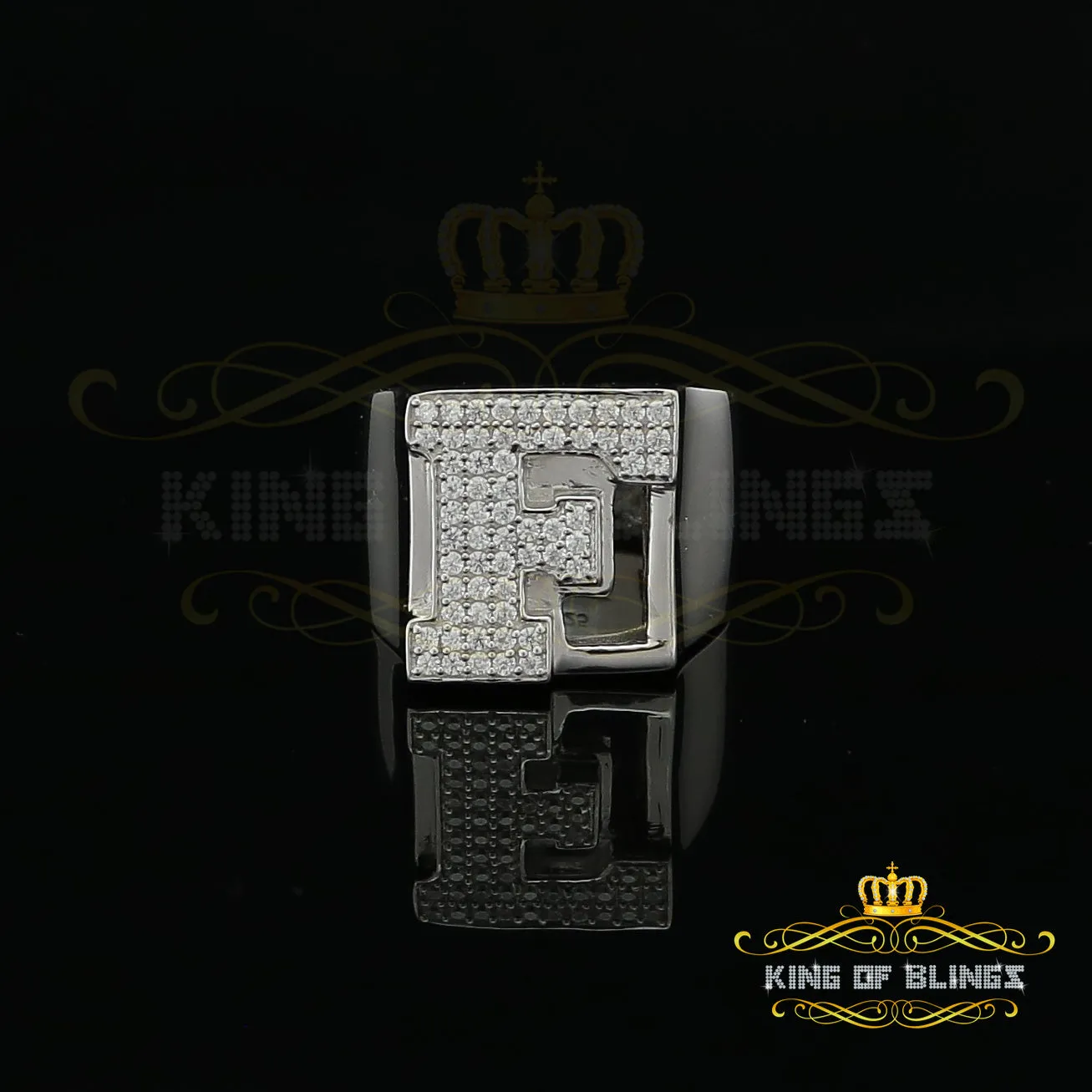 Cubic Zirconia 925 Sterling White Silver Alphabets A to Z Women's Ring Size 8