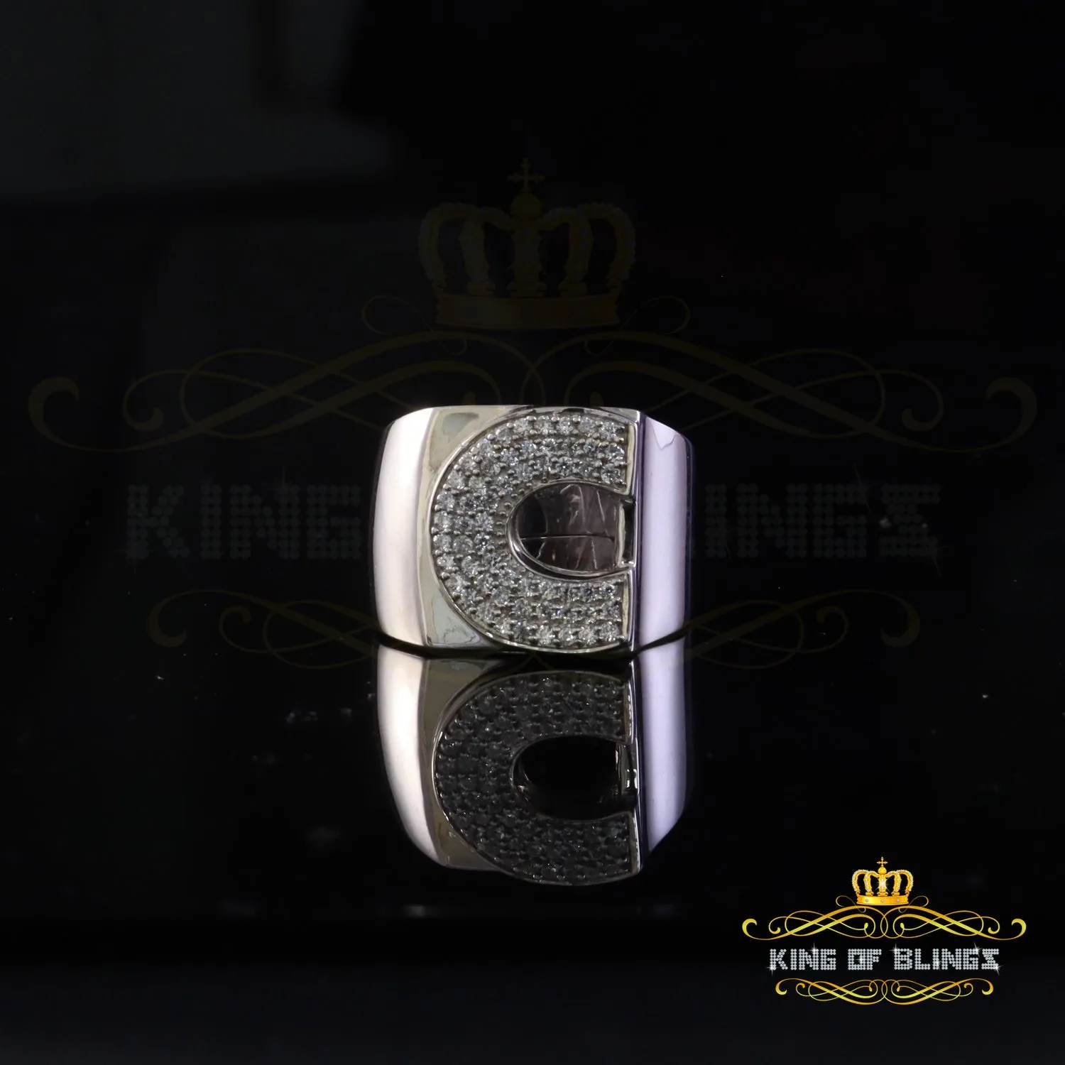Cubic Zirconia 925 Sterling White Silver Alphabets A to Z Women's Ring Size 8