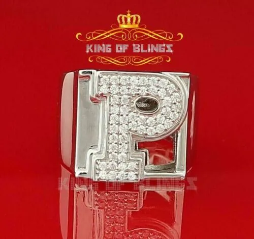 Cubic Zirconia 925 Sterling White Silver Alphabets A to Z Women's Ring Size 8