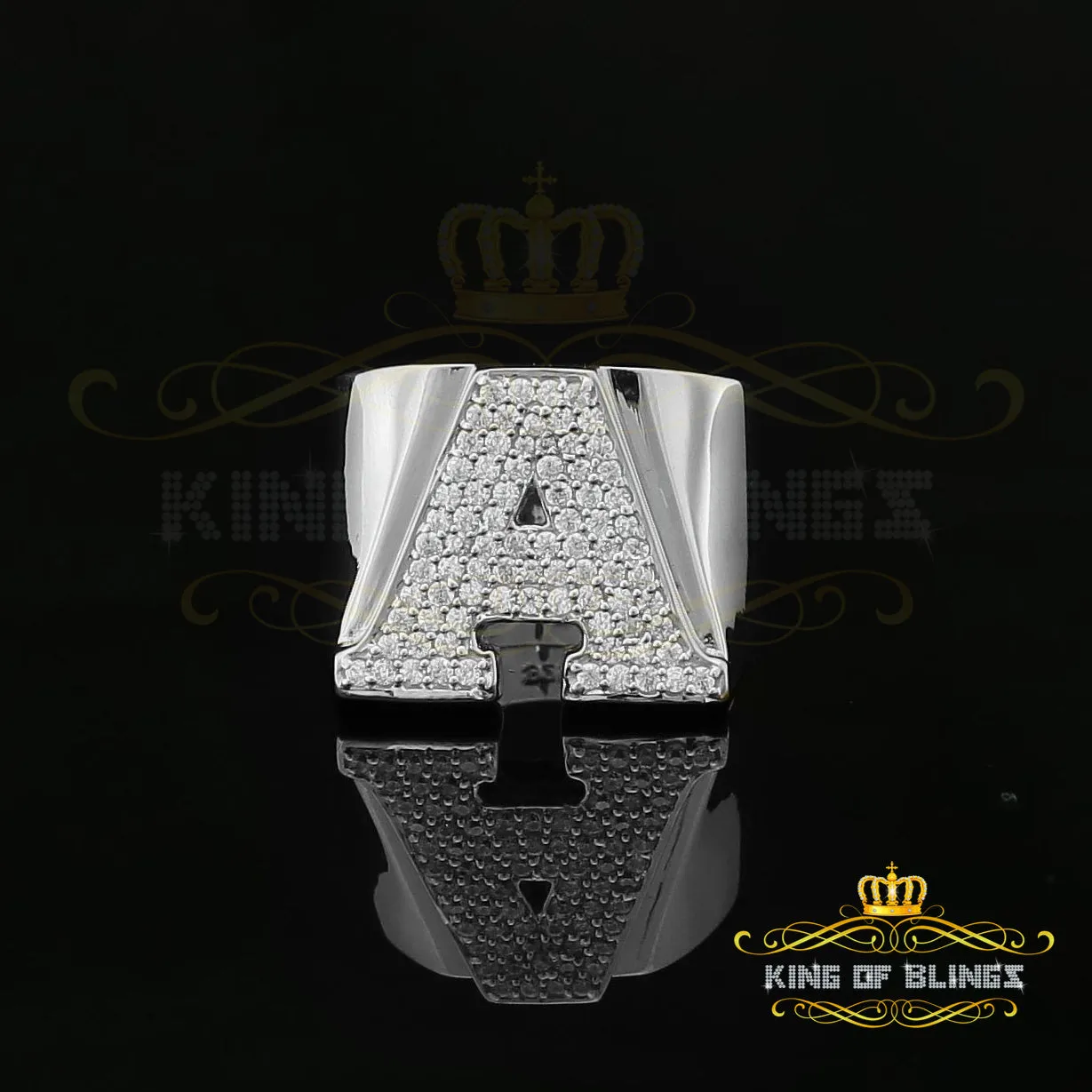 Cubic Zirconia 925 Sterling White Silver Alphabets A to Z Women's Ring Size 8