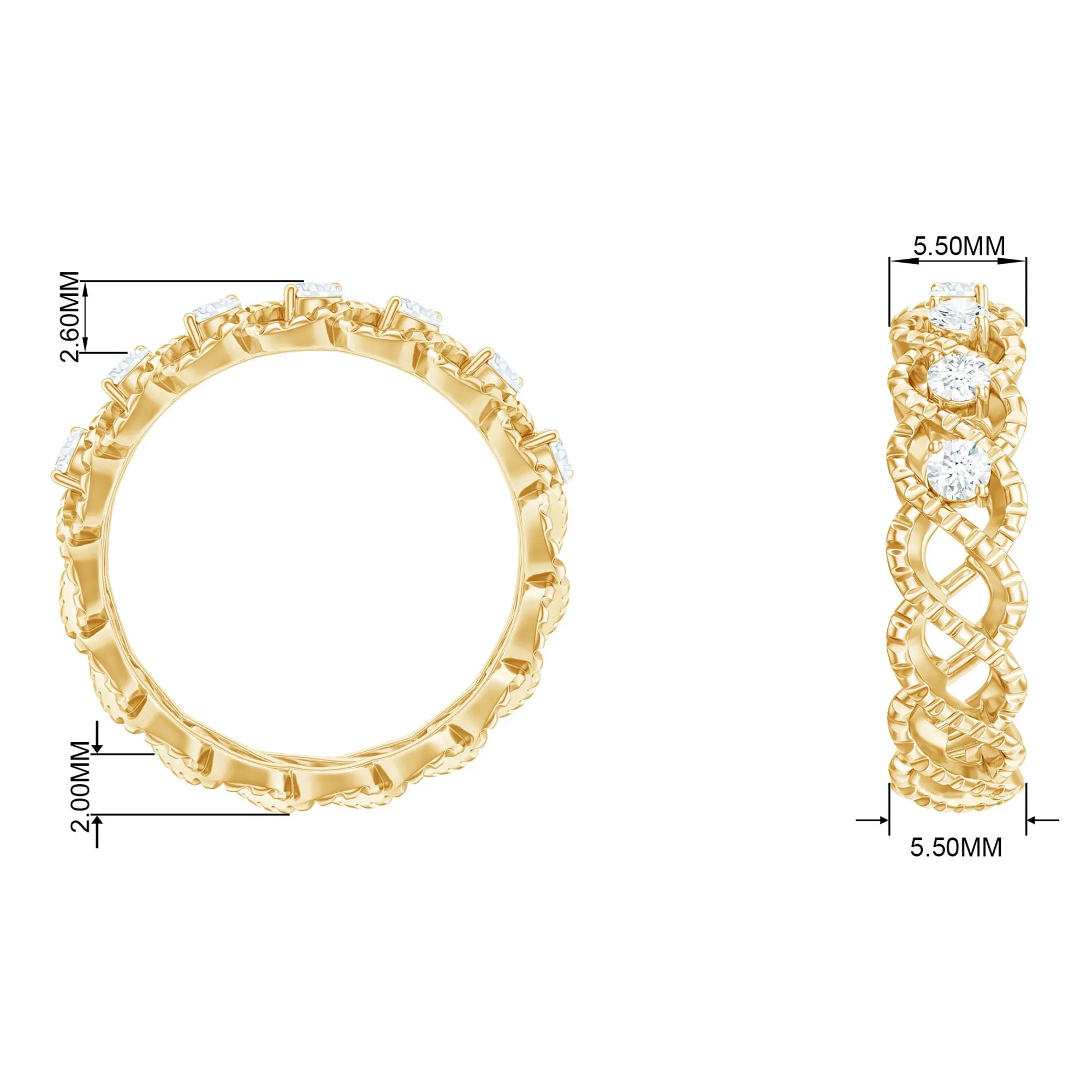 Cubic Zirconia Twisted Eternity Band Ring