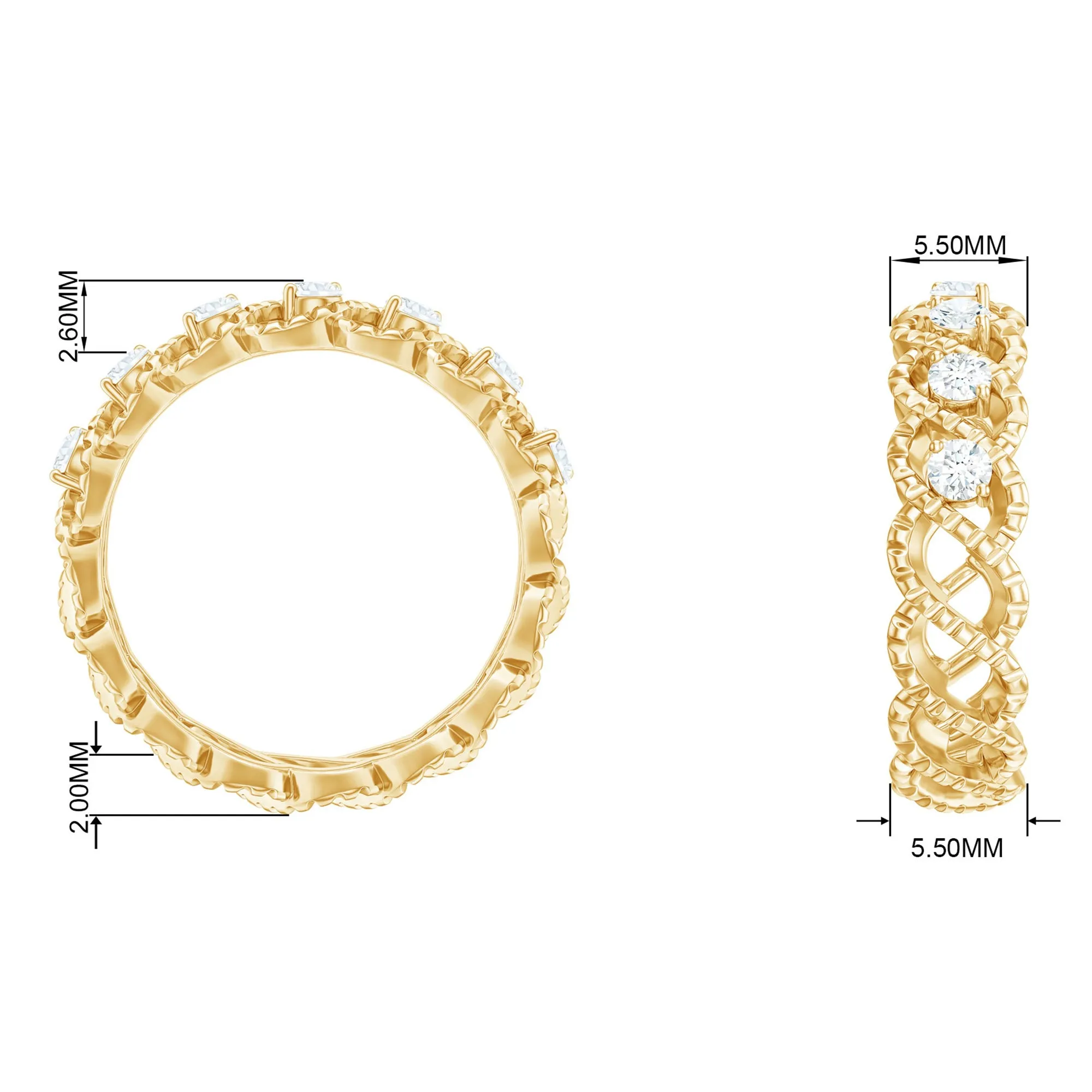 Cubic Zirconia Twisted Eternity Band Ring