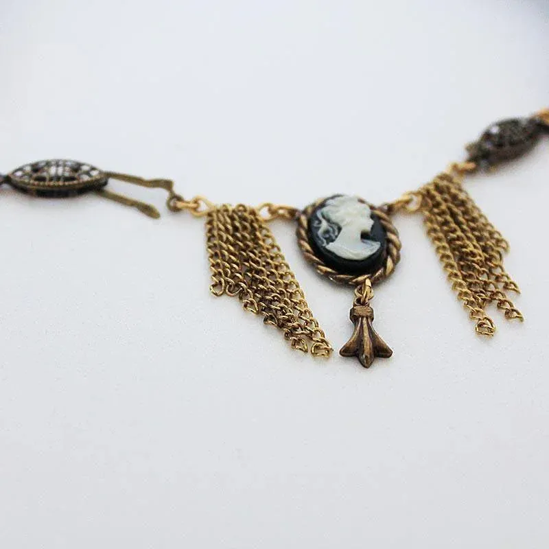 Dainty Black Lace Black Cameo Victorian Choker