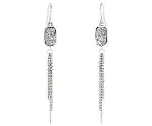 Dangling Chain Platinum Druzy Earrings