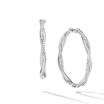 David Yurman 4mm Infinity 1.5 inch Hoop Earrings