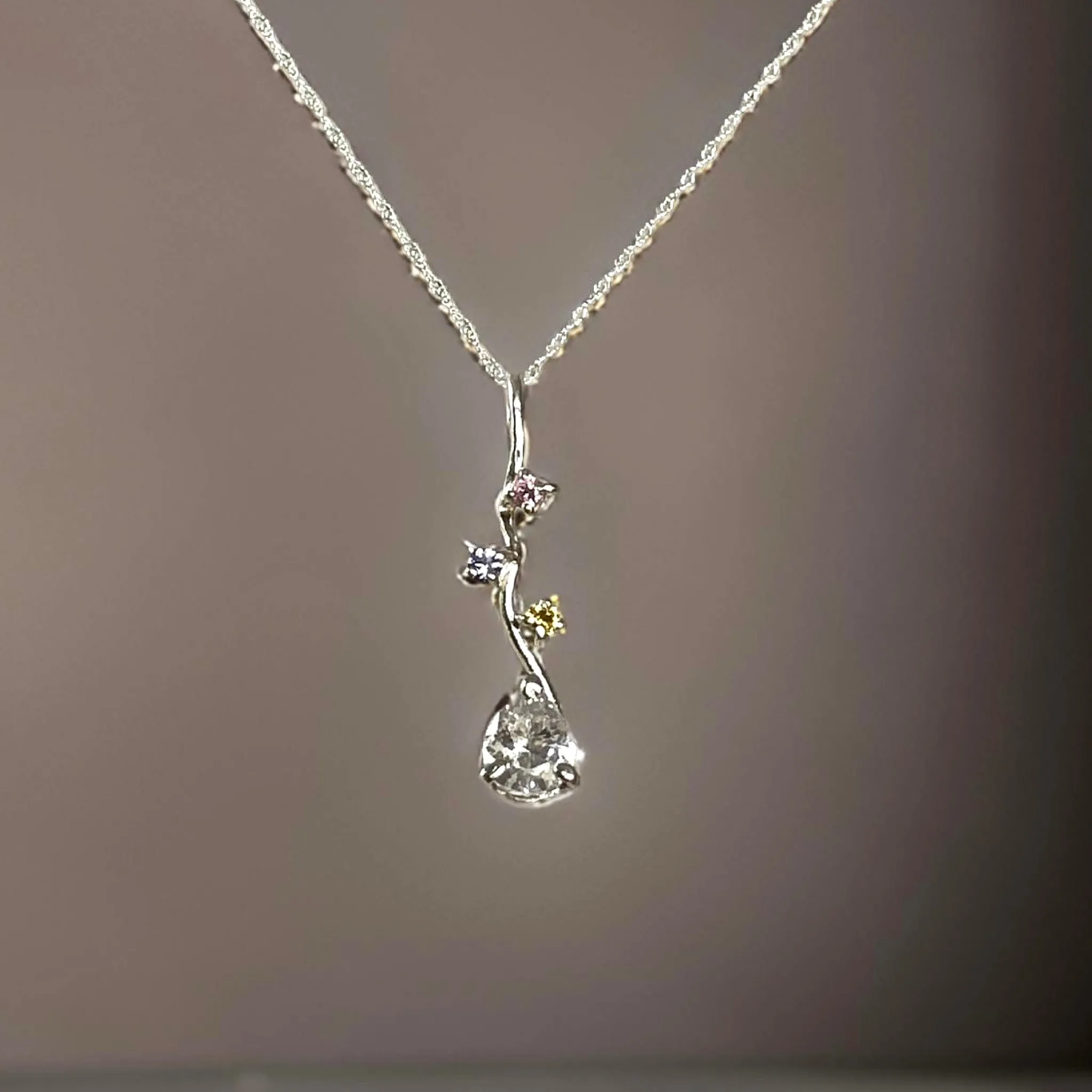 Delicate Cubic Zirconia Teardrop Pendant