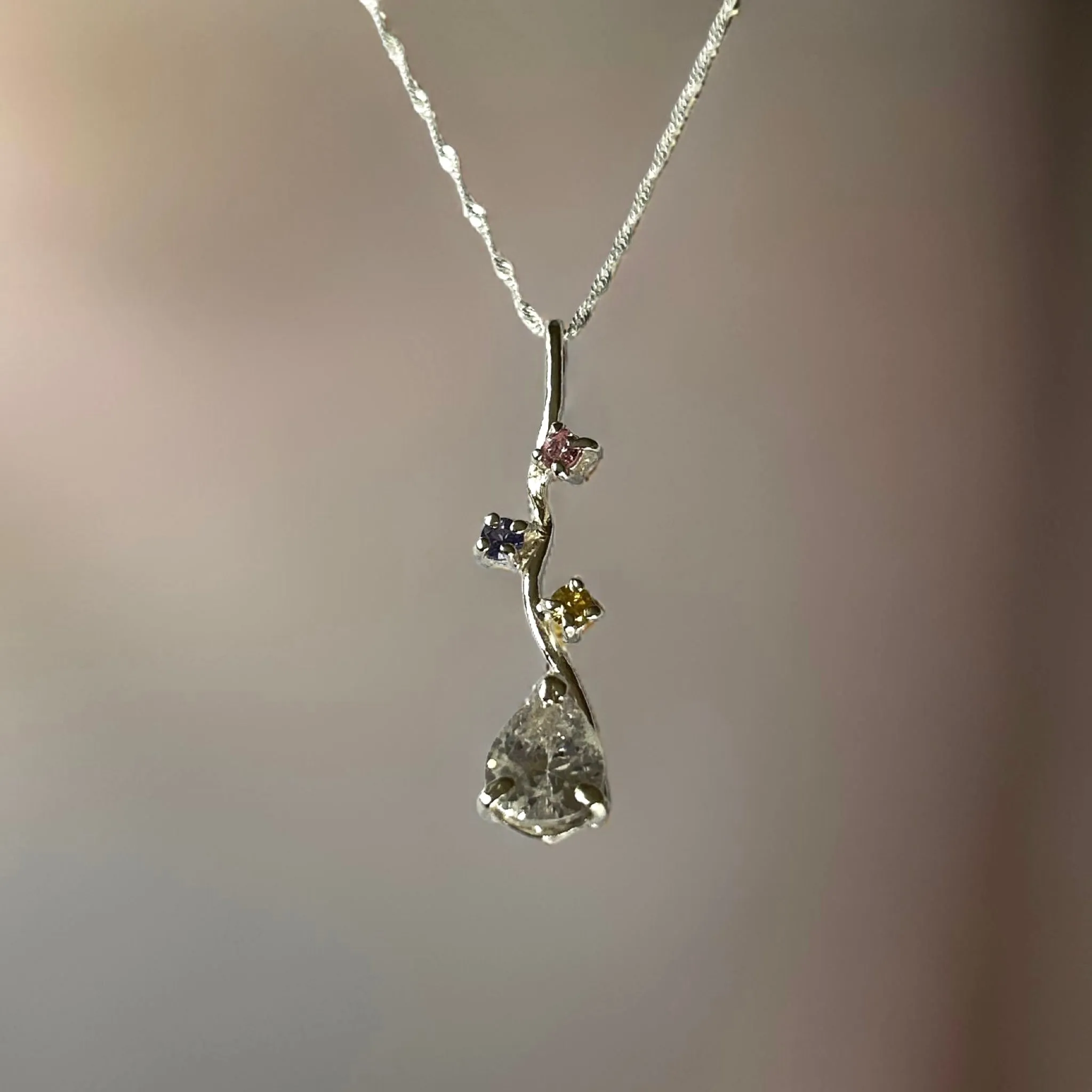 Delicate Cubic Zirconia Teardrop Pendant