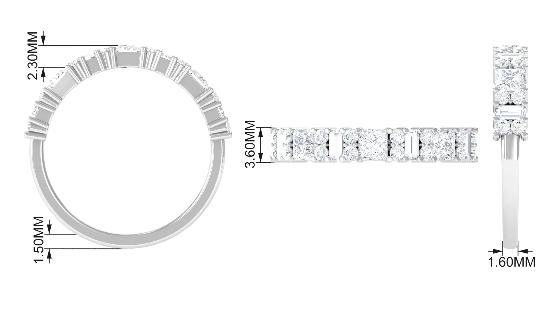 Designer Zircon Half Eternity Band Ring