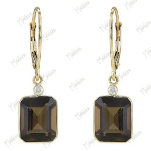 Diamond & Smoky Quartz 10x8 Leverback Earring