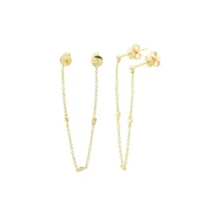 Diamond Double Stud Dangle Earrings