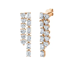DIAMOND HEART & EMERALD WATERFALL EARRINGS