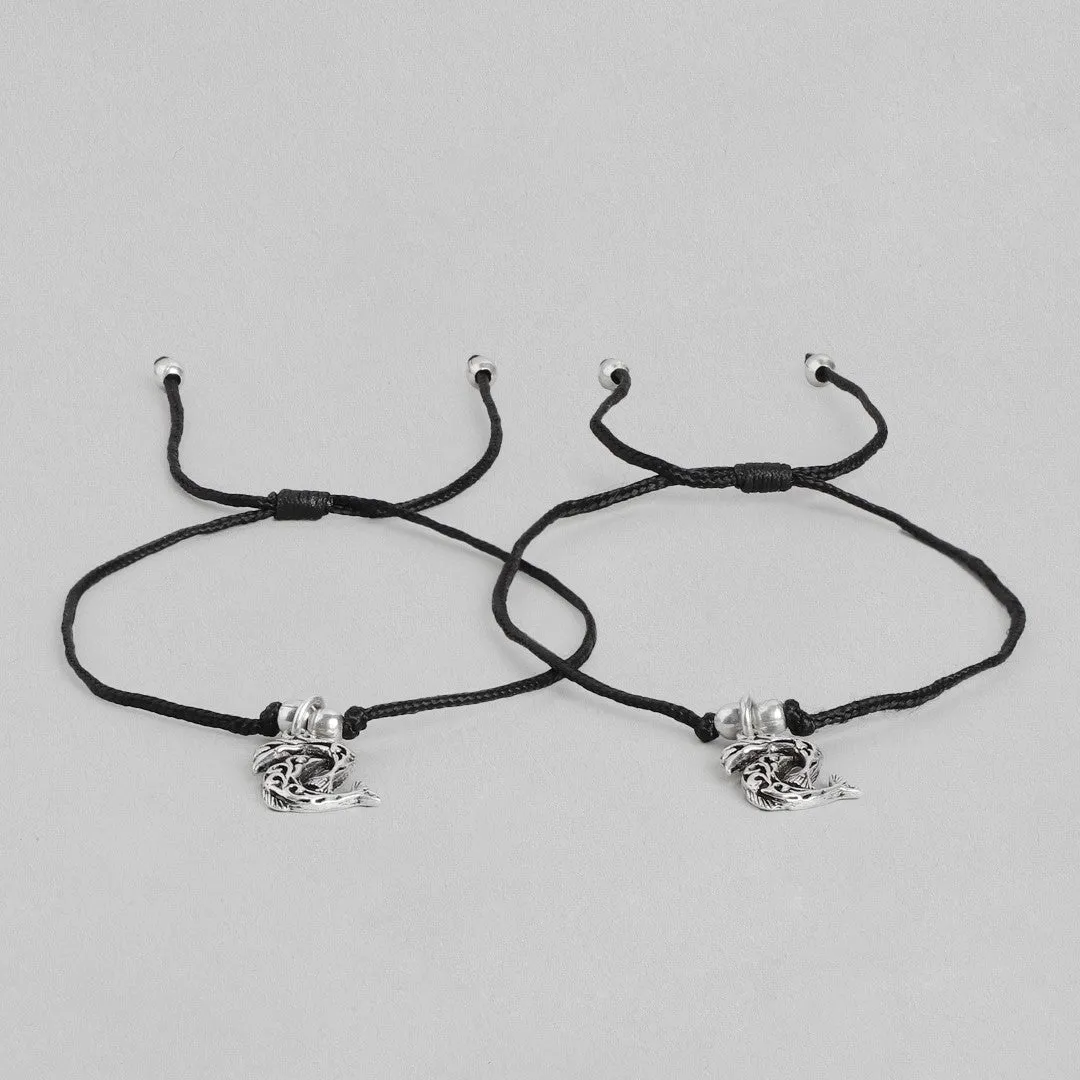 Dolphin Rhodium Plated 925 Sterling Silver Thread Anklet