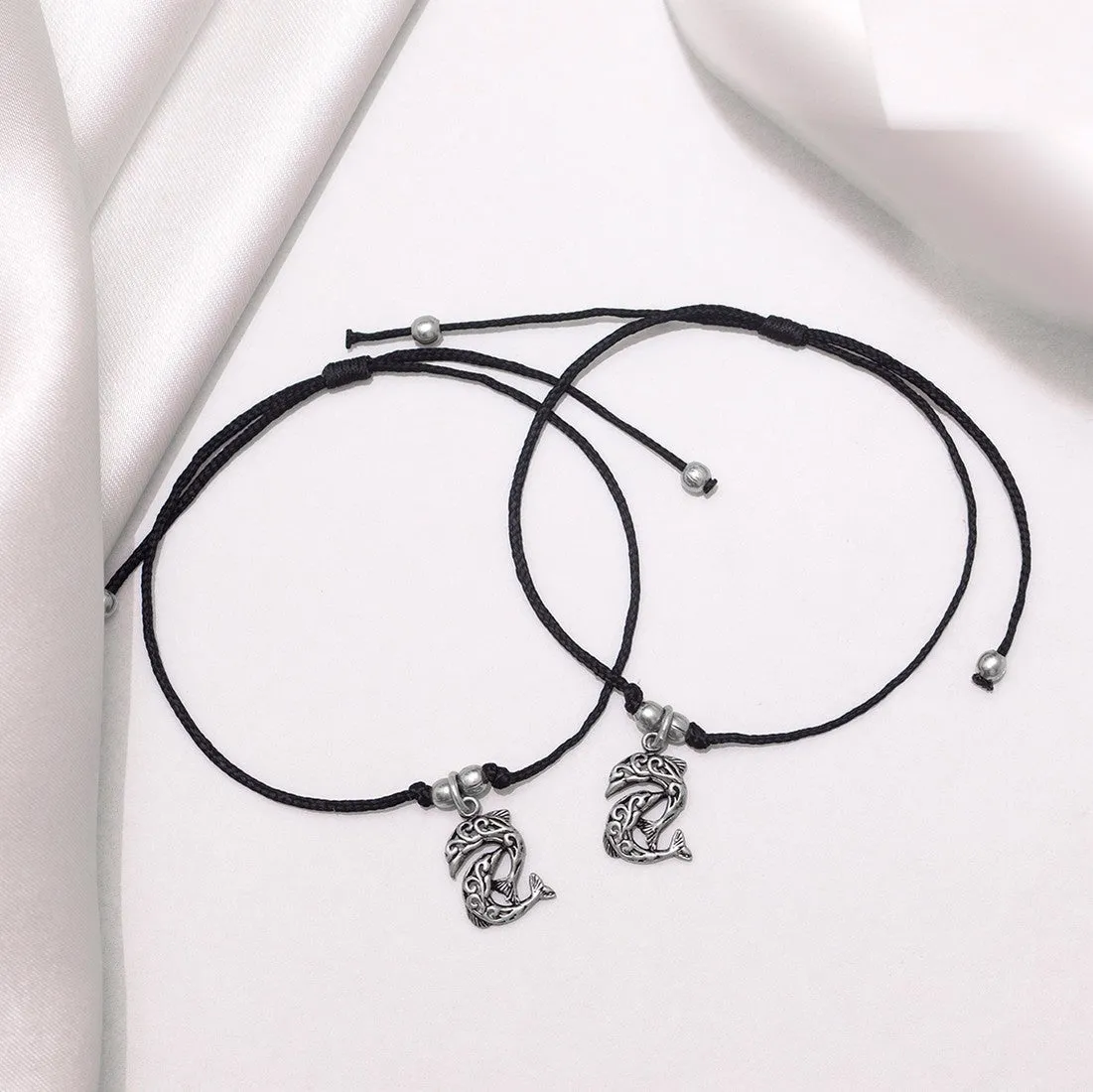 Dolphin Rhodium Plated 925 Sterling Silver Thread Anklet
