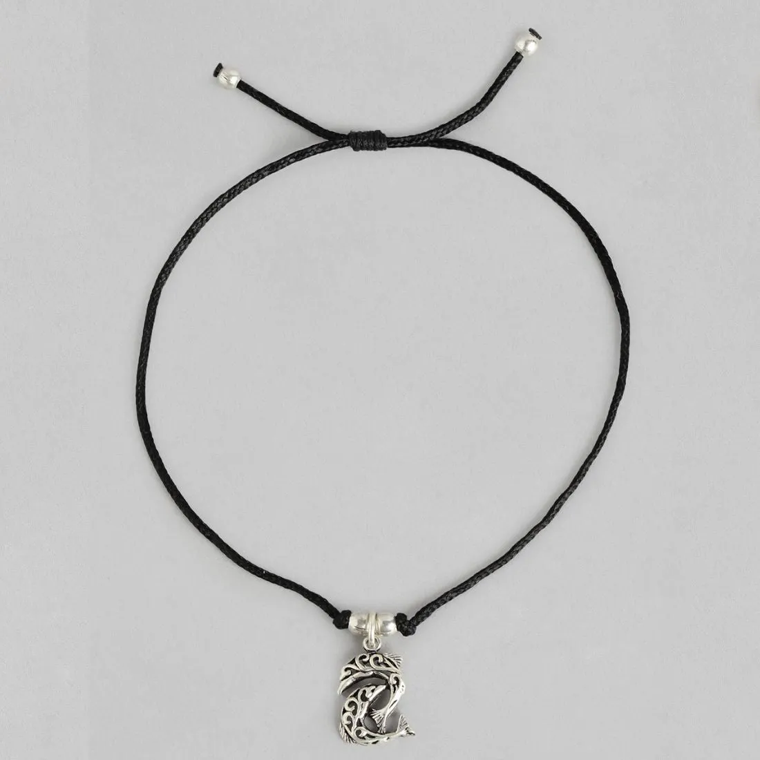 Dolphin Rhodium Plated 925 Sterling Silver Thread Anklet