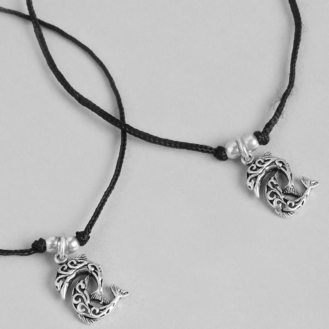 Dolphin Rhodium Plated 925 Sterling Silver Thread Anklet