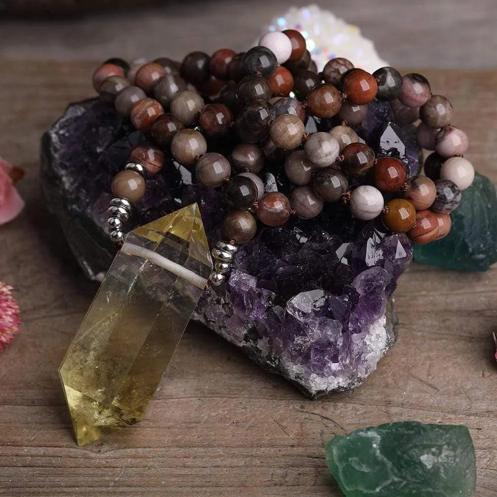 Double Terminated Citrine & Jasper Beads Necklace