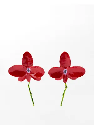 Enamelled floral earrings