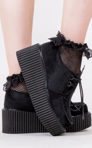 Frills n Spills | Black Ruffled Fishnet Socks