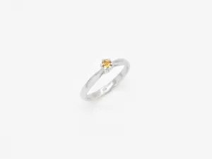 Genuine Citrine Ring - Yellow Silver Ring - November Birthstone Ring