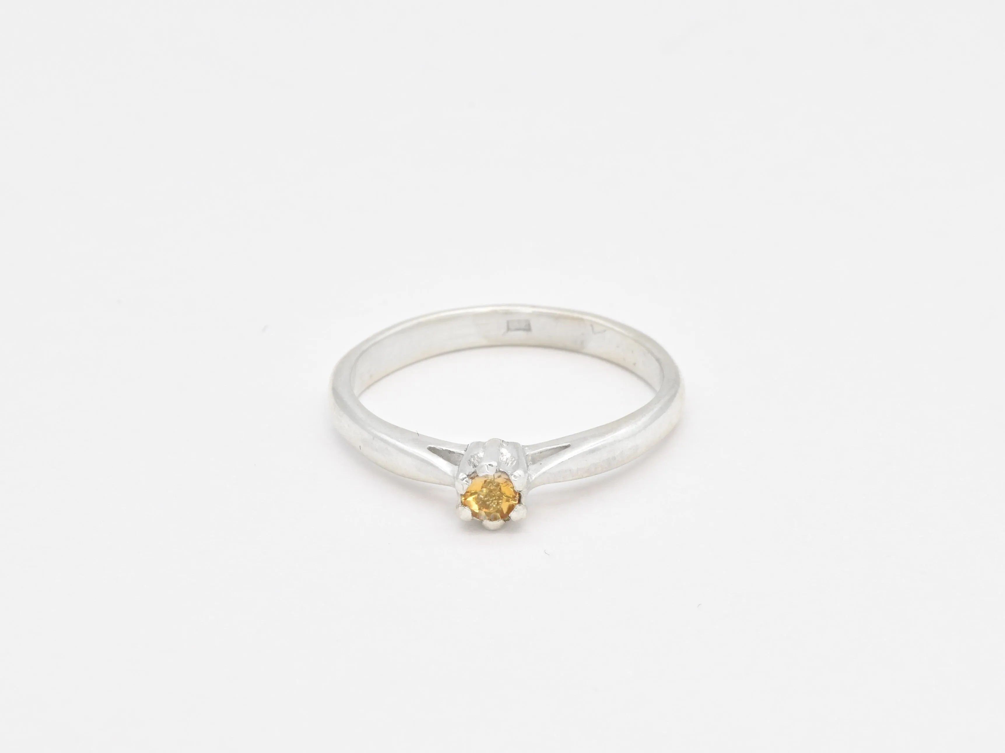 Genuine Citrine Ring - Yellow Silver Ring - November Birthstone Ring
