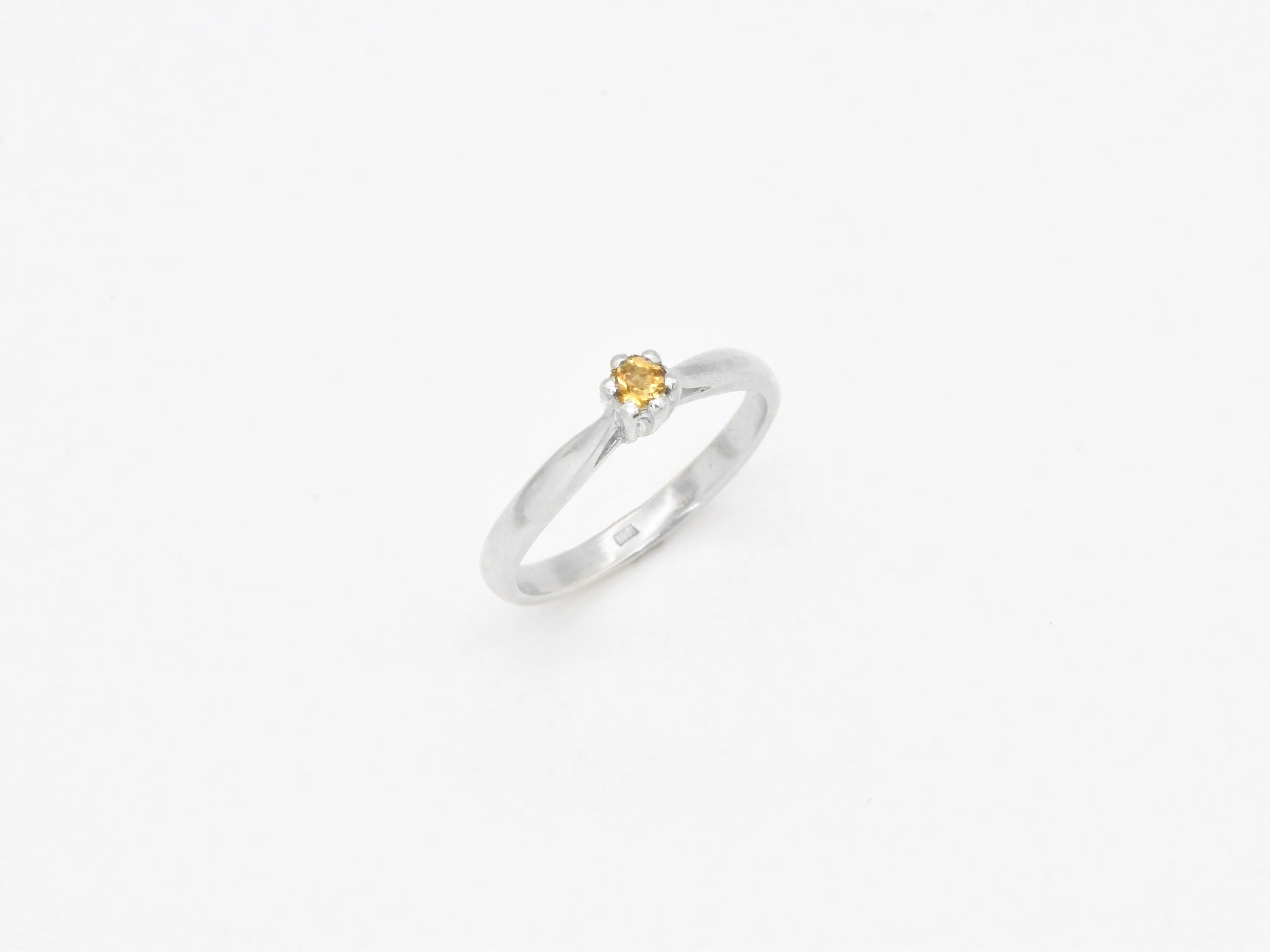 Genuine Citrine Ring - Yellow Silver Ring - November Birthstone Ring