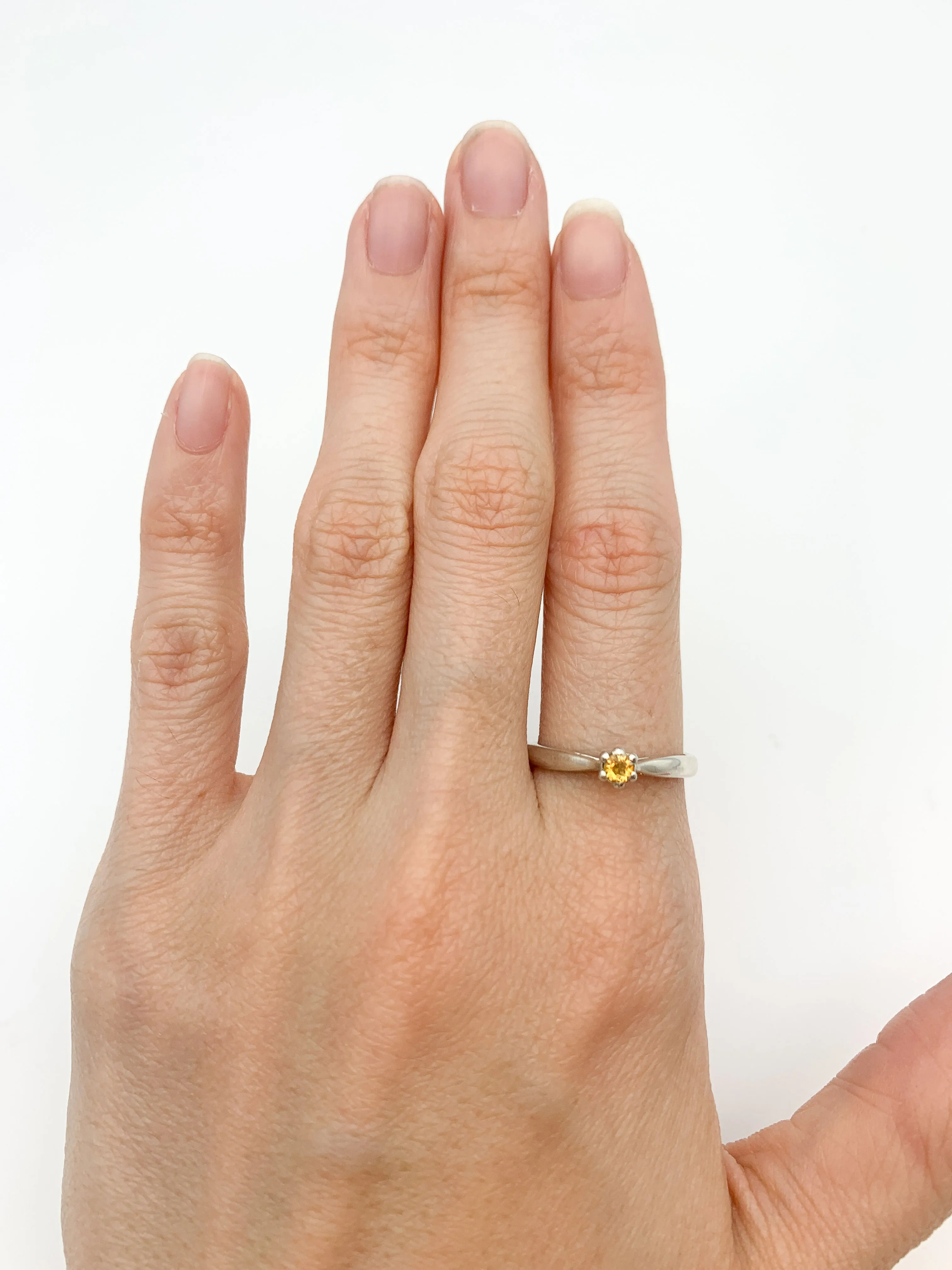 Genuine Citrine Ring - Yellow Silver Ring - November Birthstone Ring