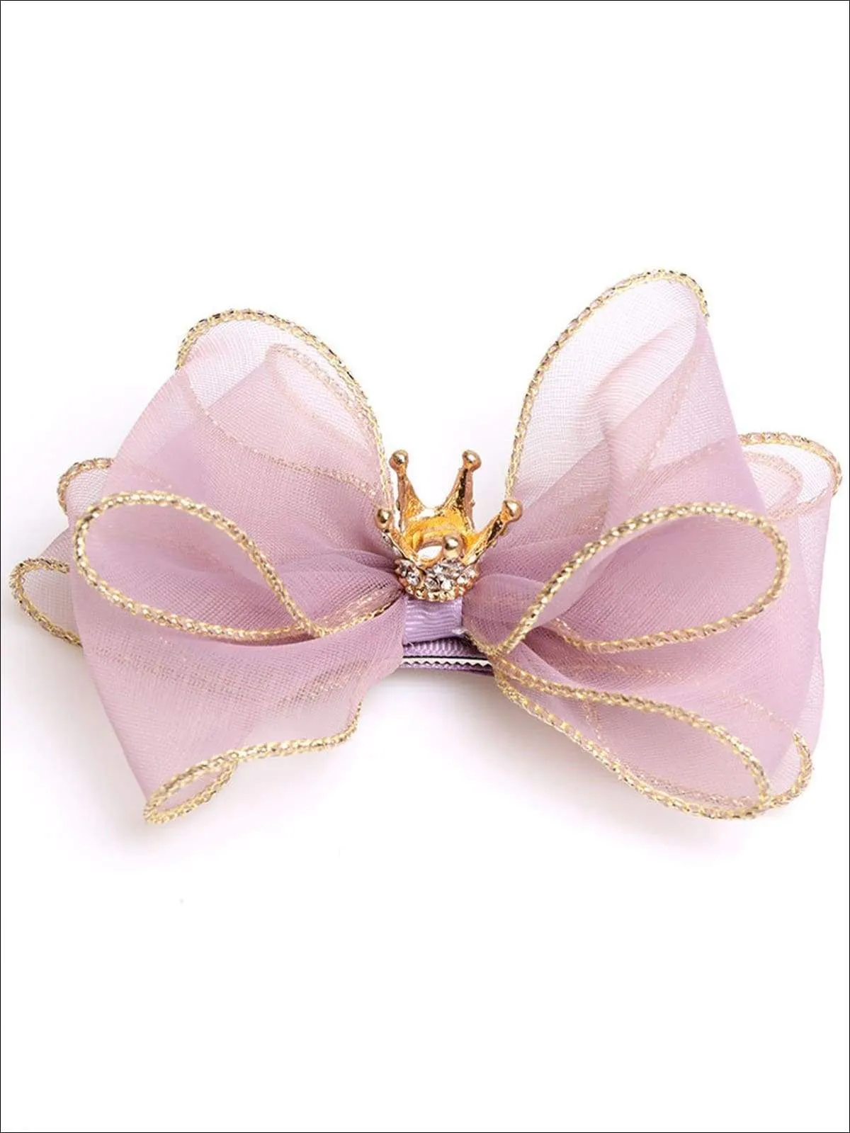 Girls Bow and Rhinestone Embellished Crown Hair Clip