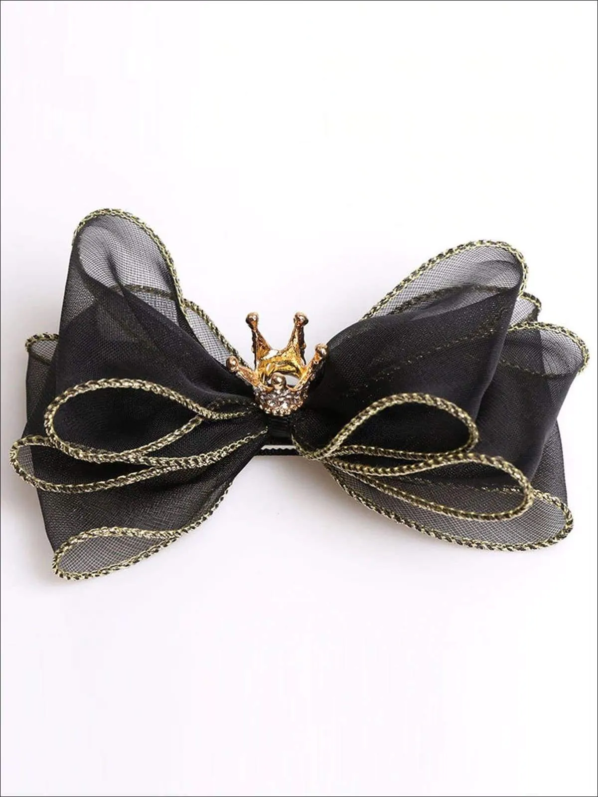 Girls Bow and Rhinestone Embellished Crown Hair Clip