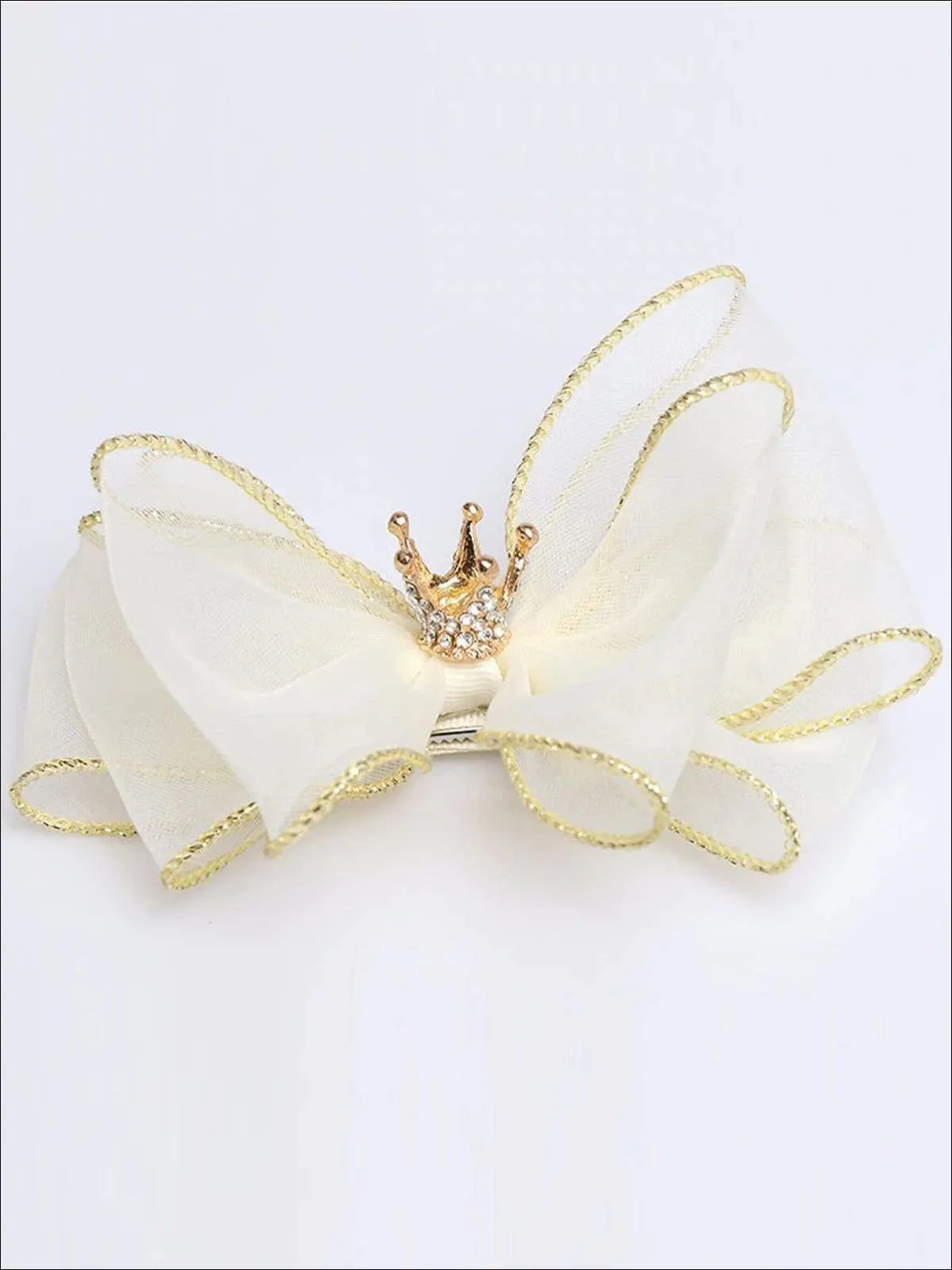 Girls Bow and Rhinestone Embellished Crown Hair Clip