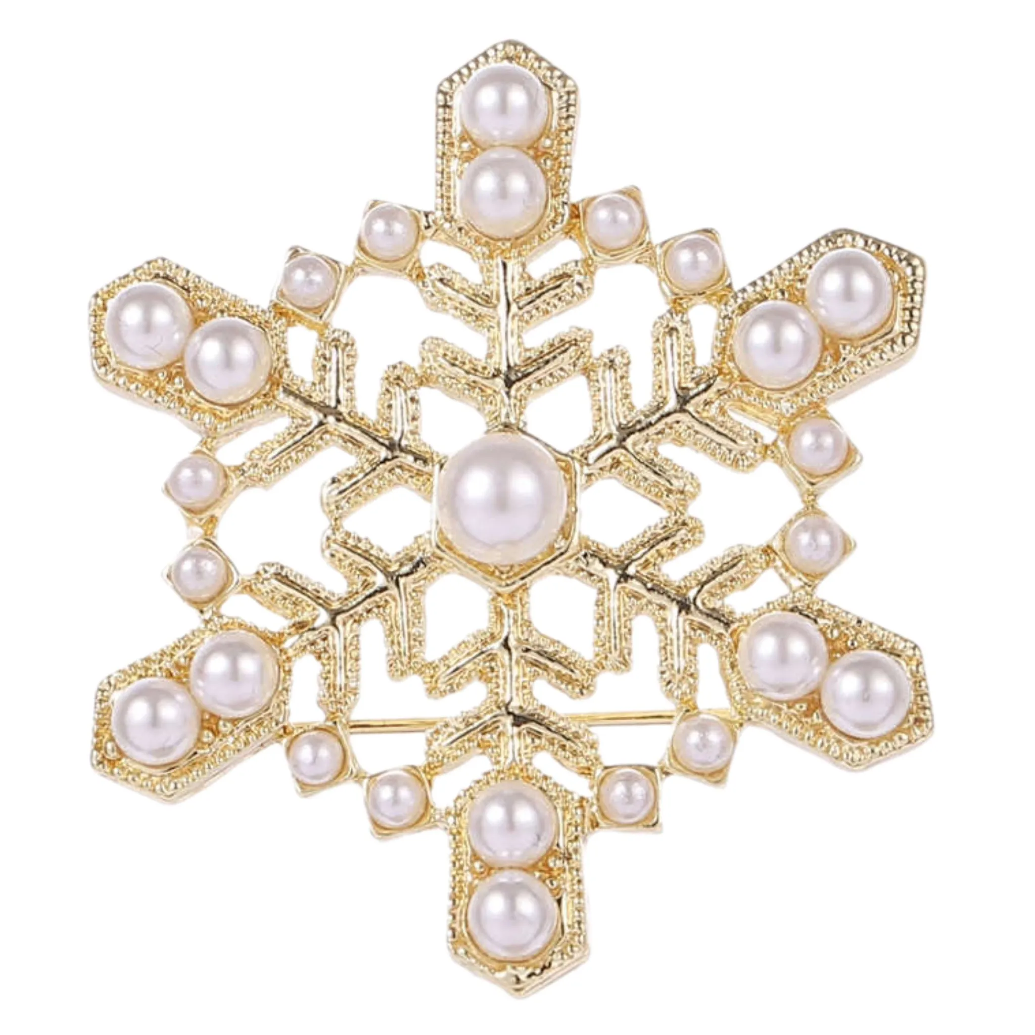 Gold Snowflake Brooch