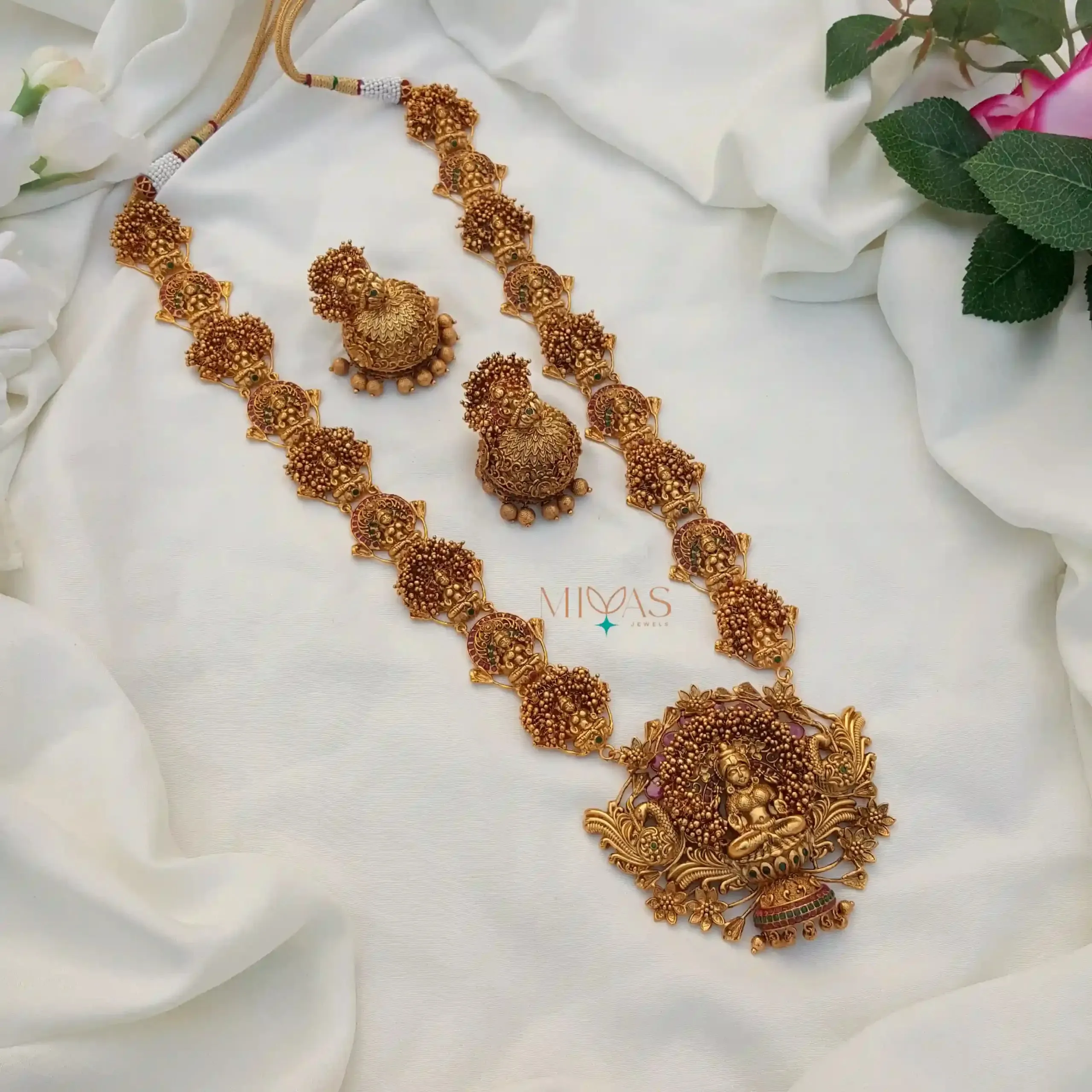 Gorgeous Lakshmi Motifs Long Haram-Multi