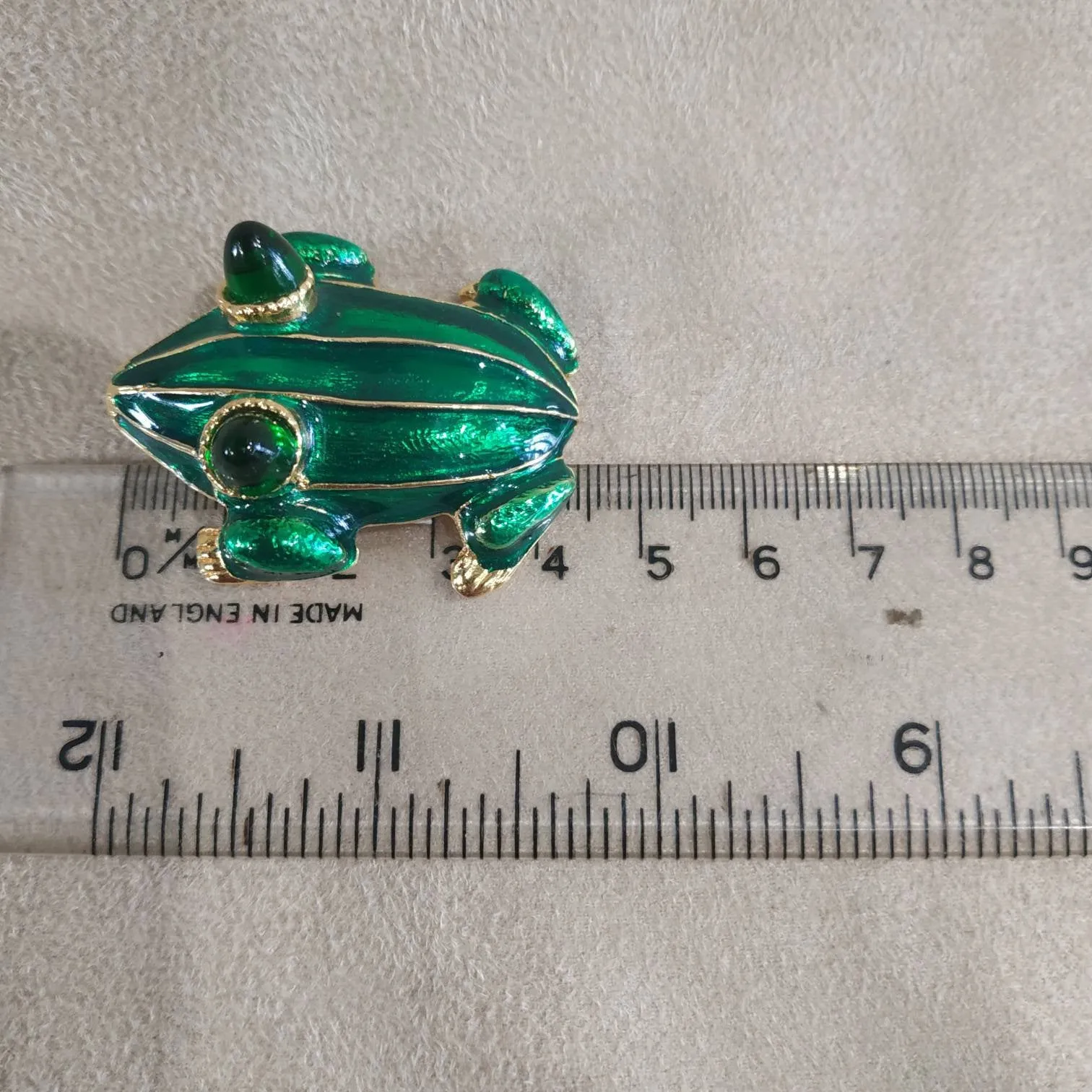 Green Enamel Frog Brooch by KJL