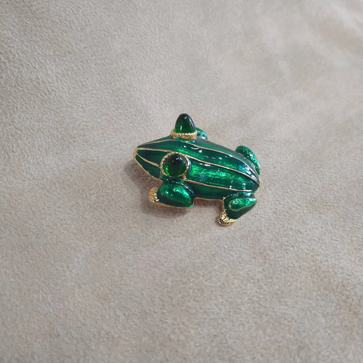Green Enamel Frog Brooch by KJL