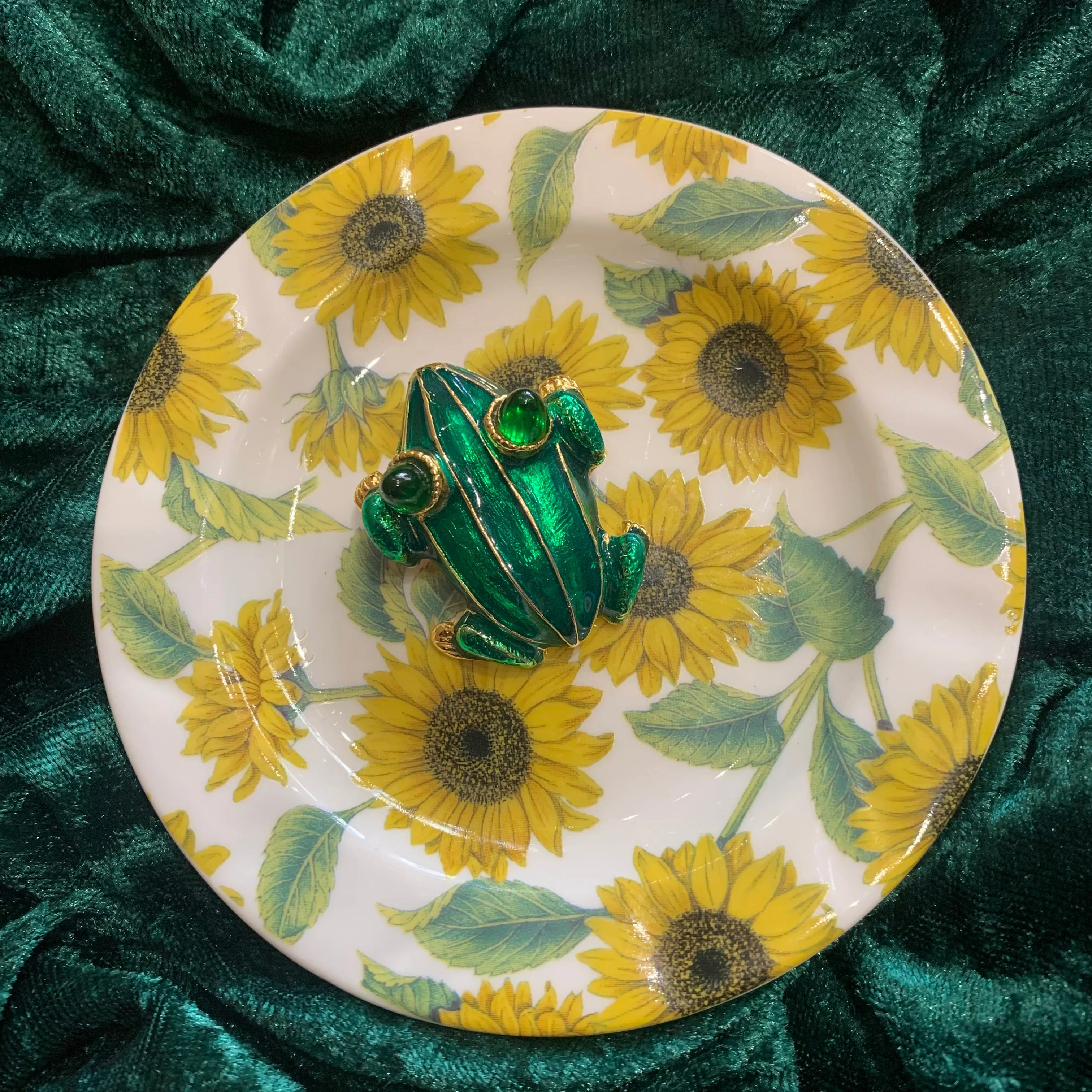 Green Enamel Frog Brooch by KJL