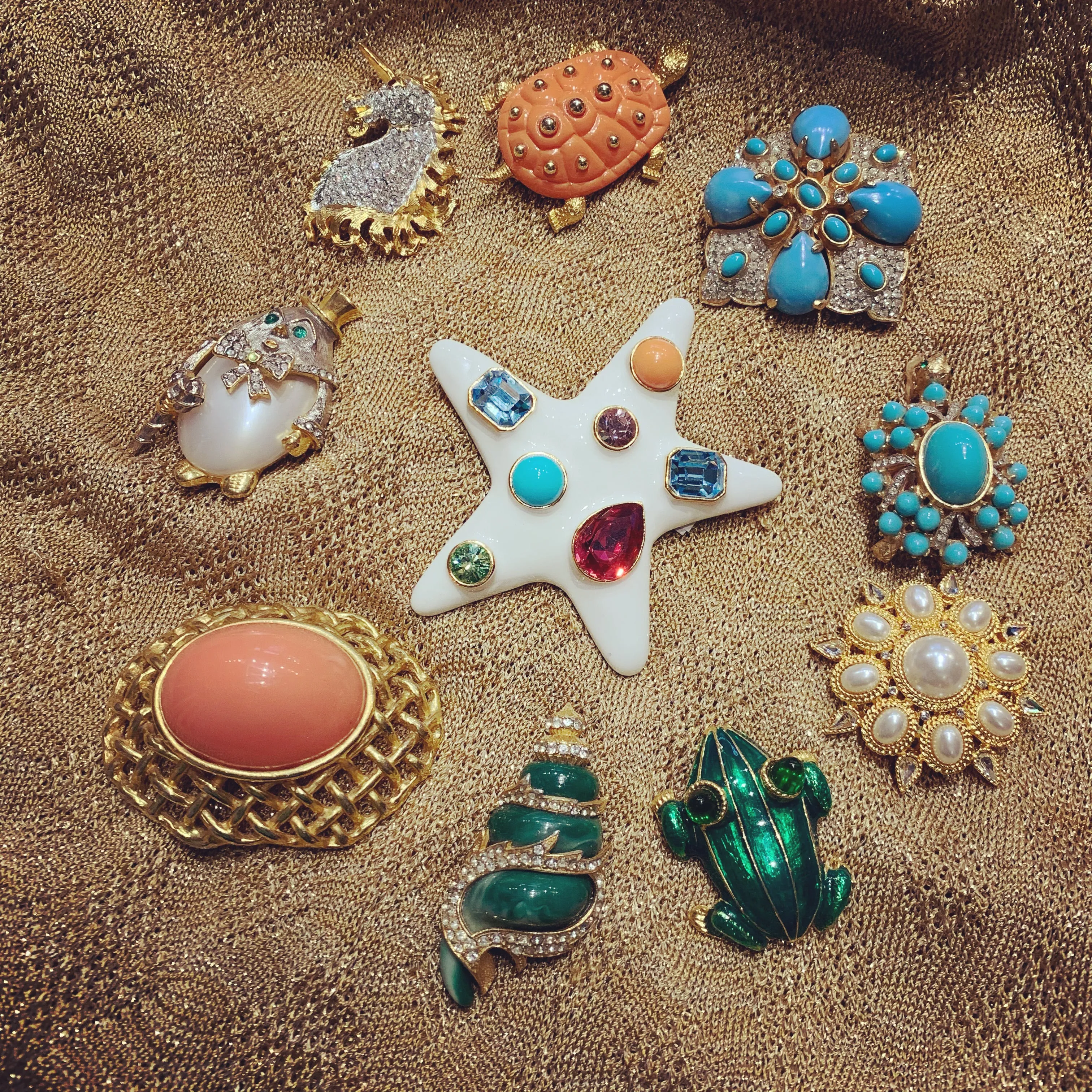 Green Enamel Frog Brooch by KJL
