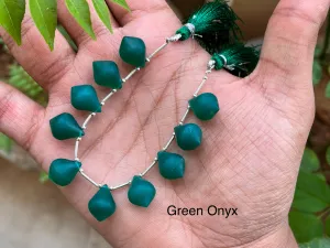 Green Onyx Slanted Drops Frosted