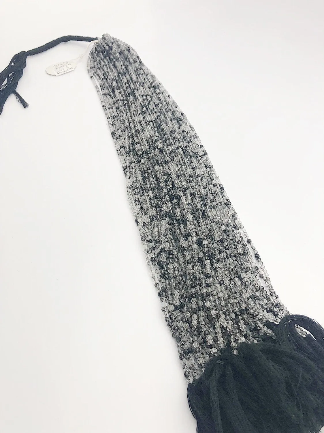 HALF OFF SALE - Black Rutilated Quartz Gemstone Beads, Full Strand, Semi Precious Gemstone, 13"