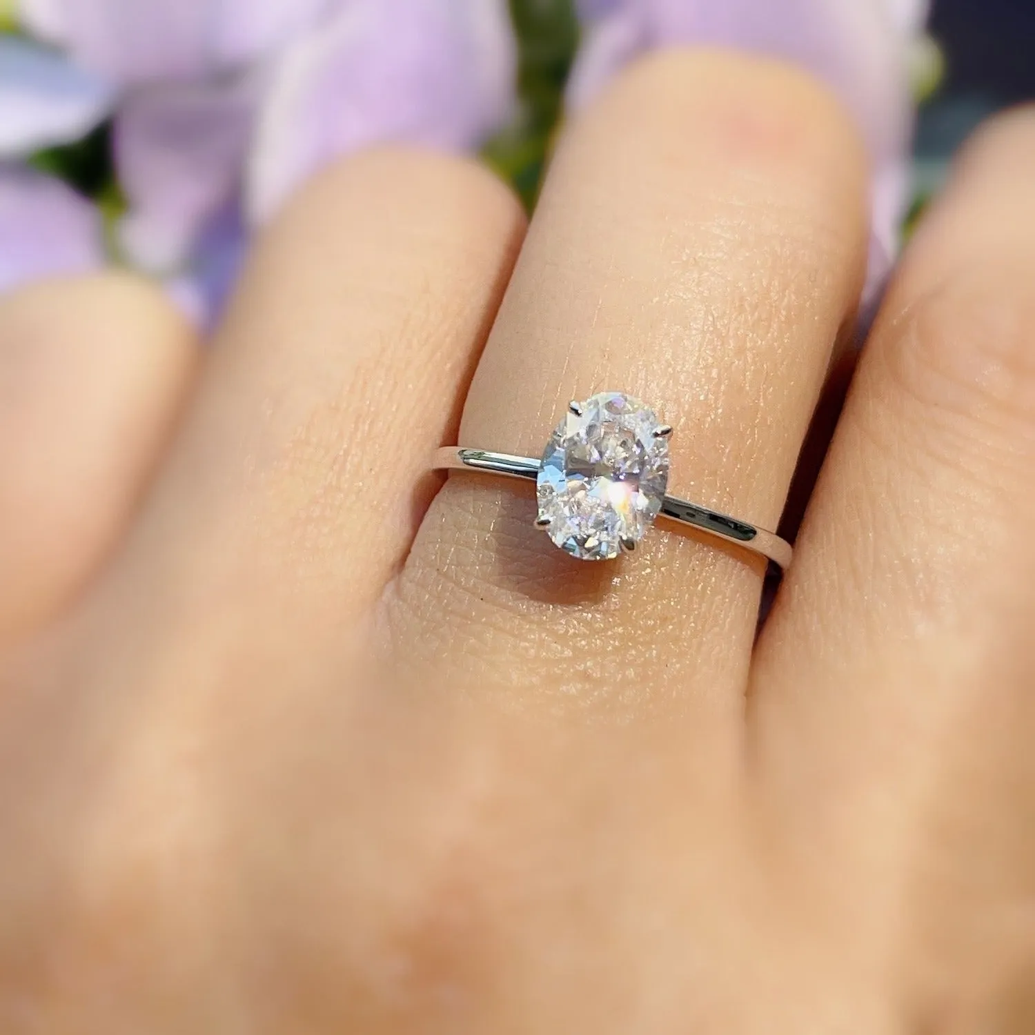 Hidden Ruby Heart Oval Moissanite Ring