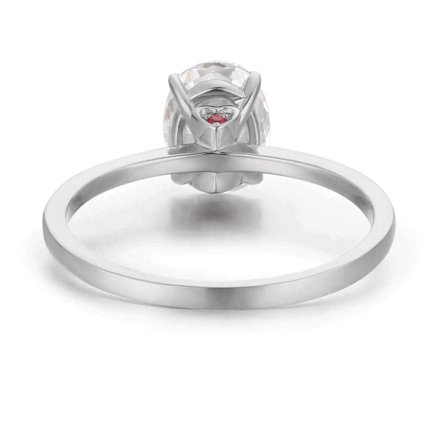 Hidden Ruby Heart Oval Moissanite Ring