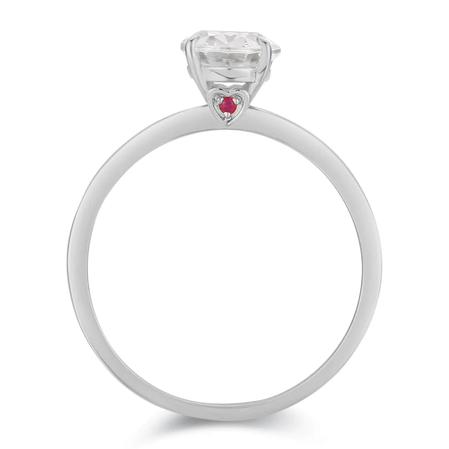 Hidden Ruby Heart Oval Moissanite Ring