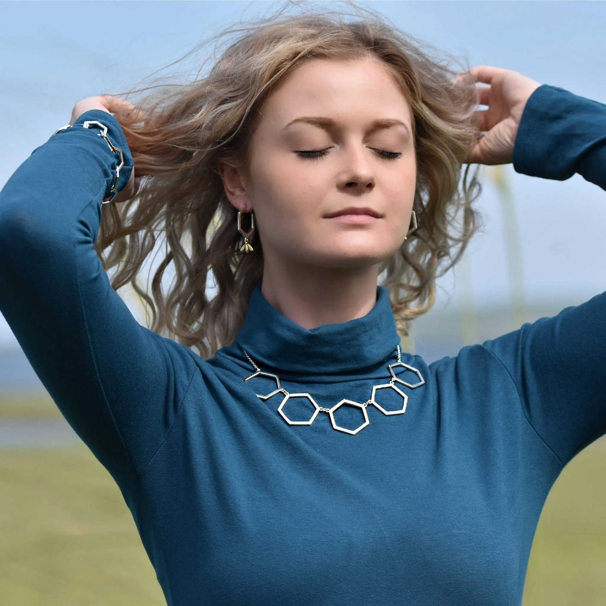 Honeycomb 5-link Necklace in Sterling Silver