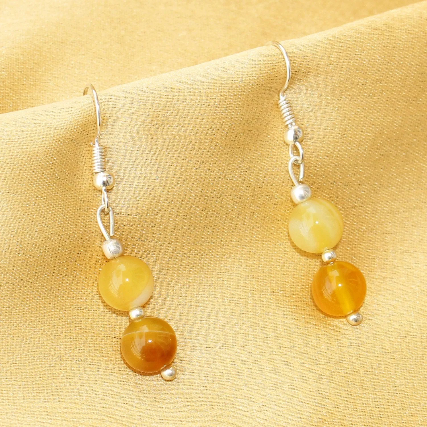 Imeora Tripple Line 10mm Agate Necklace With 8mm Earrings