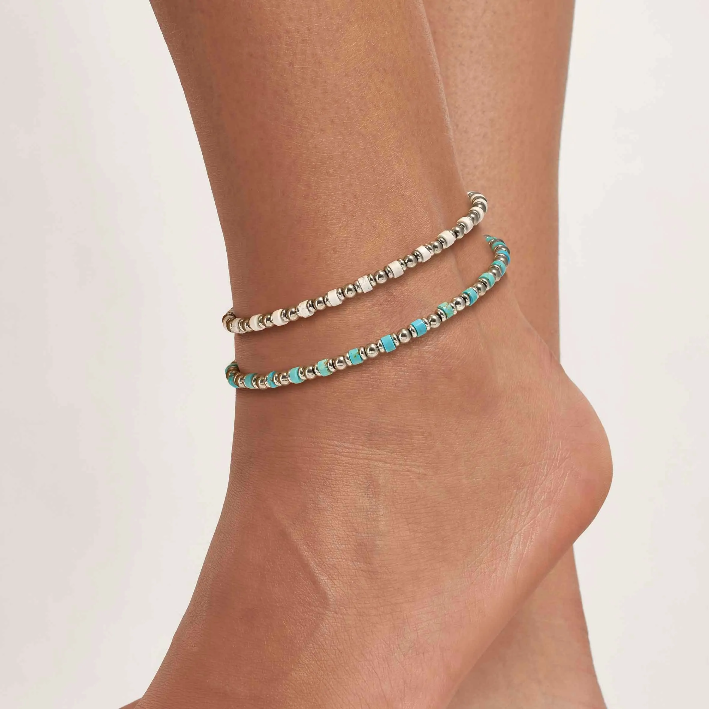 Instinct Style Anklet - White Turquoise/Silver - 027934/085