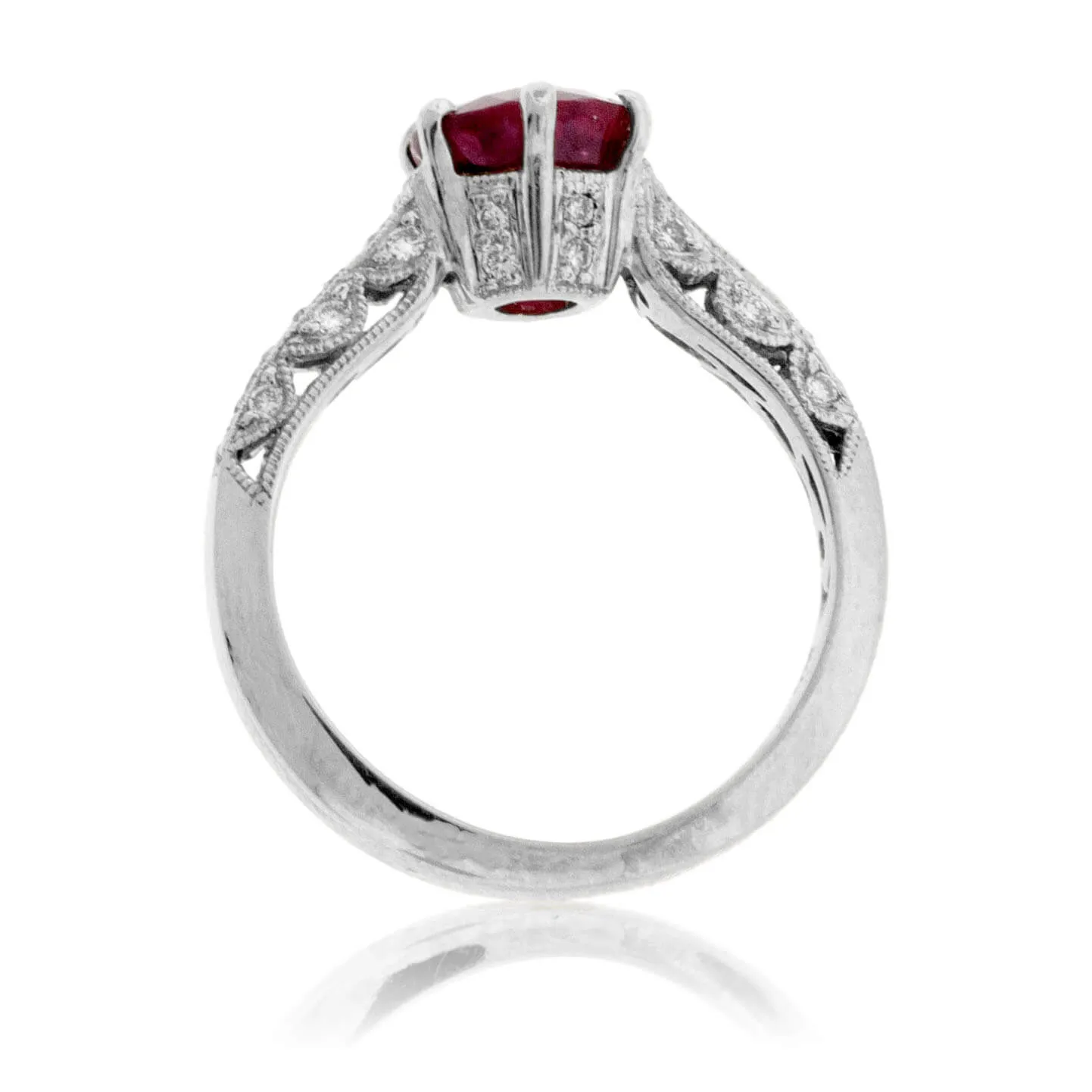Intricate Glass-Filled Ruby and Diamond Ring