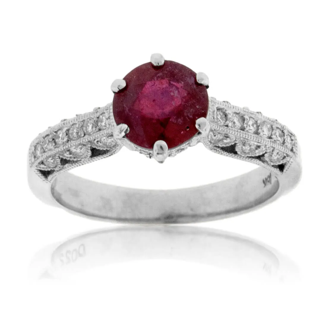 Intricate Glass-Filled Ruby and Diamond Ring