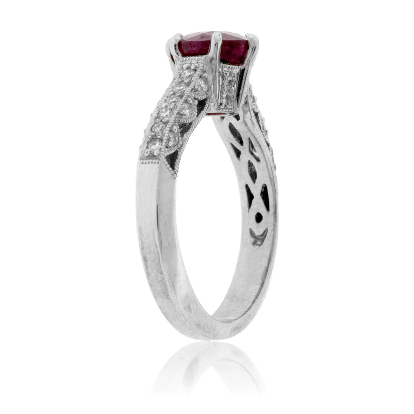 Intricate Glass-Filled Ruby and Diamond Ring