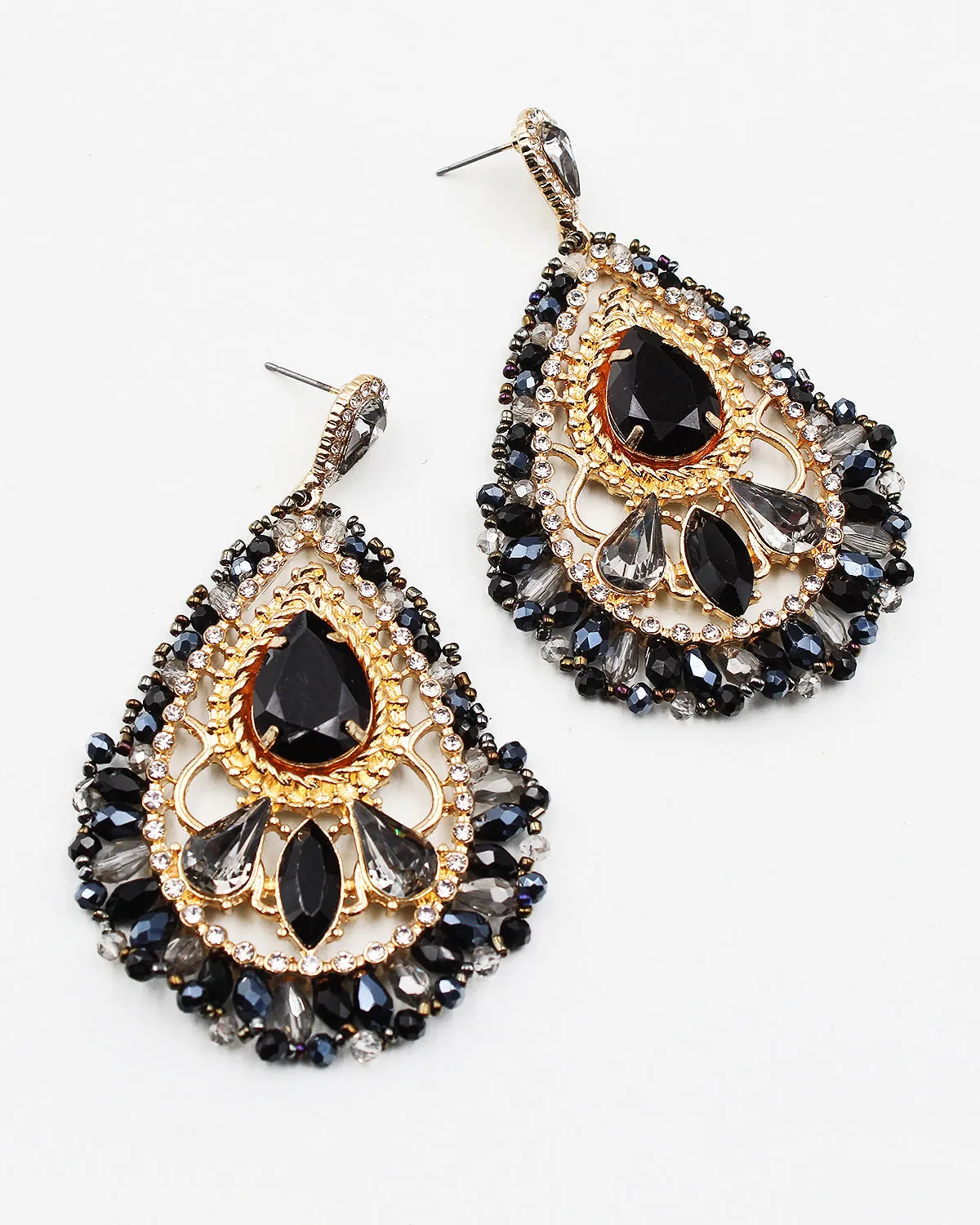 Jumbo Faceted Stone Night Earrings