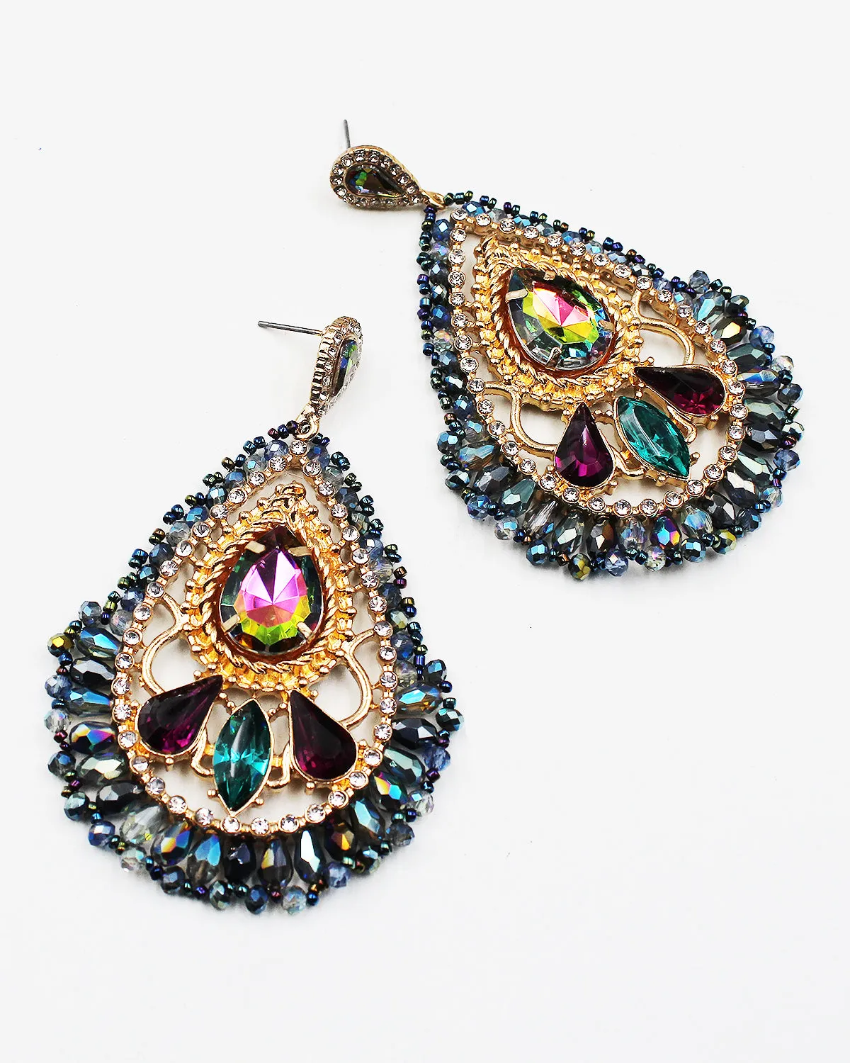 Jumbo Faceted Stone Night Earrings